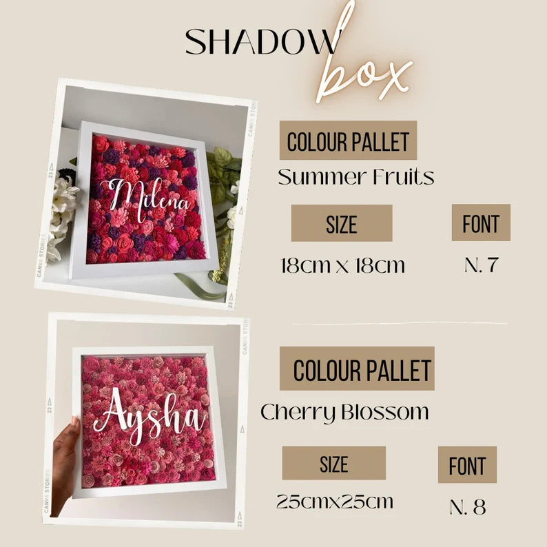 Boîte d'ombre florale personnalisée