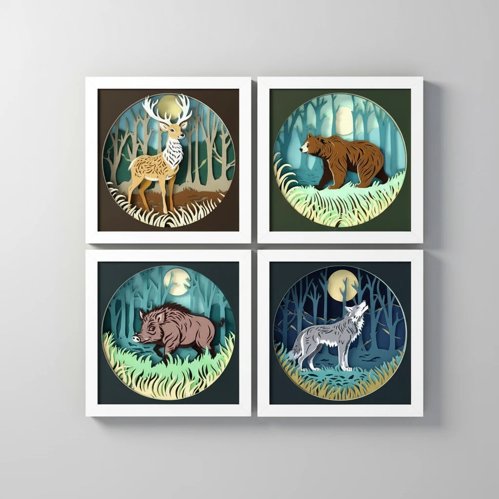 Cadre 3D Lot Animaux de la forêt 2