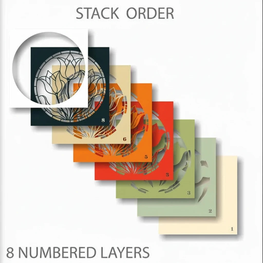 Cadre 3D Vitrail Tulipes - Art Nouveau