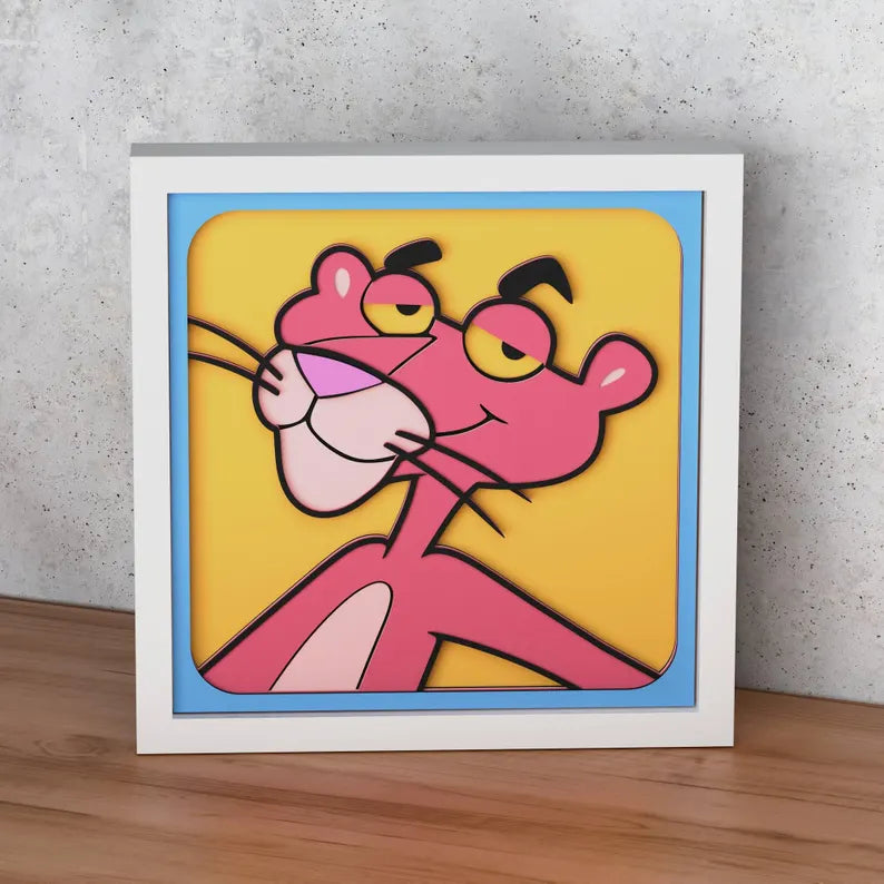 Cadre 3D Panthère rose