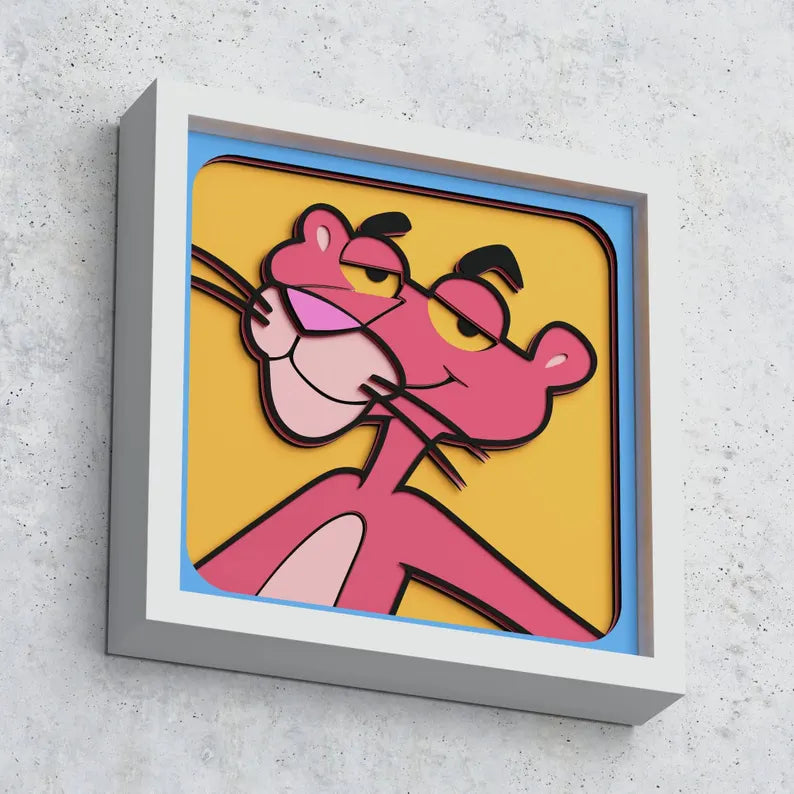 Cadre 3D Panthère rose