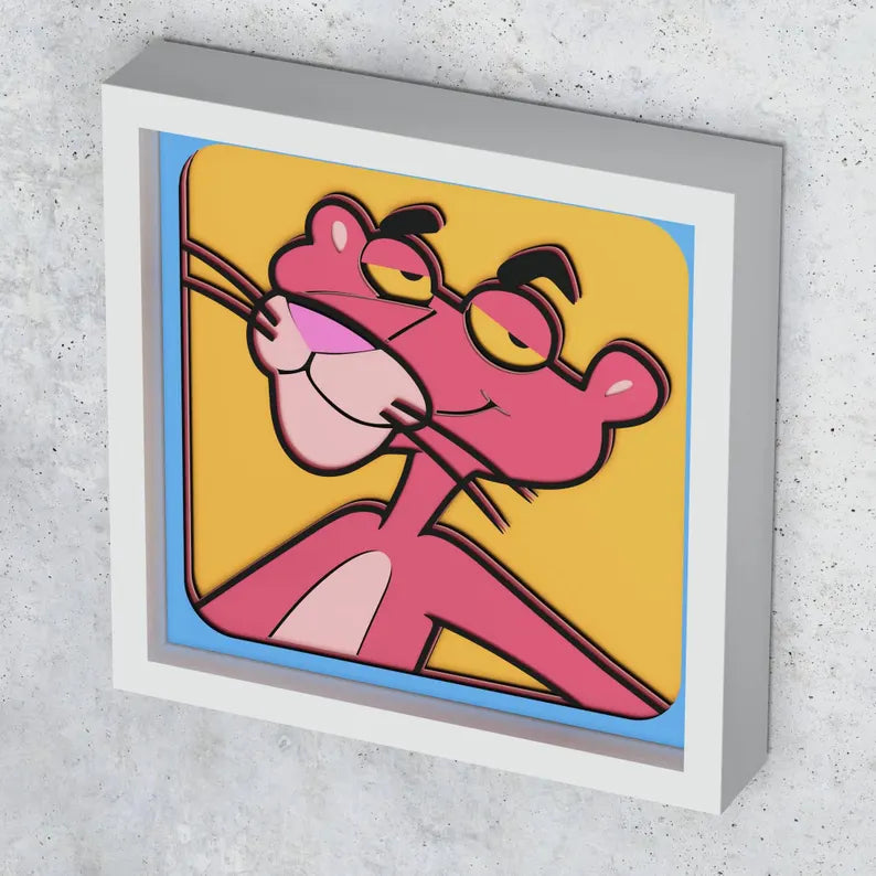 Cadre 3D Panthère rose