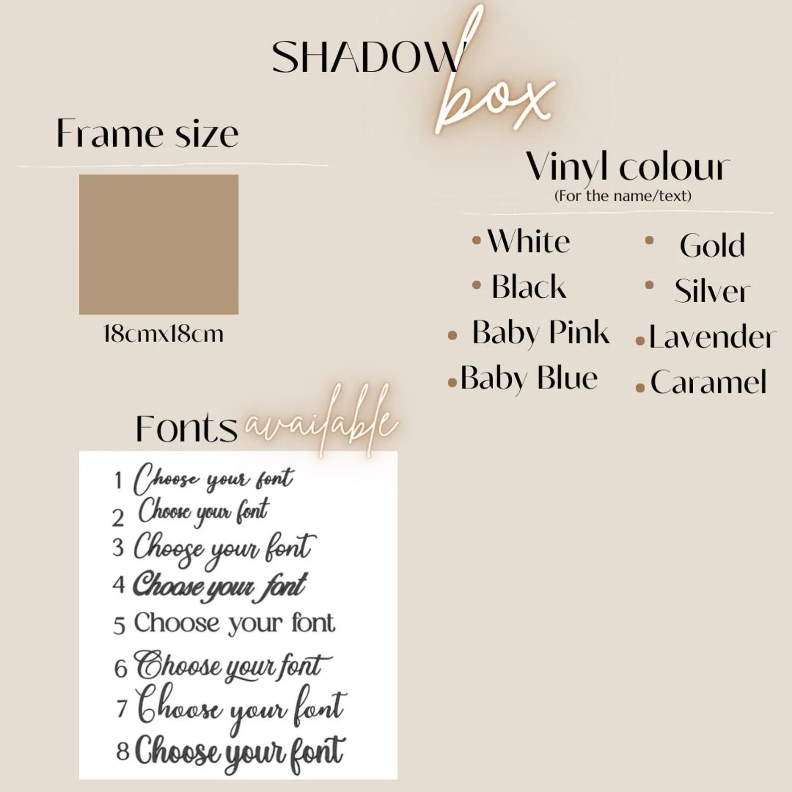 Boîte d'ombre  lune et étoiles | Fleurs en papier personnalisée